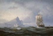 Anton Melbye Anton Melbye Sailing ship off Gibraltar Spain oil painting artist